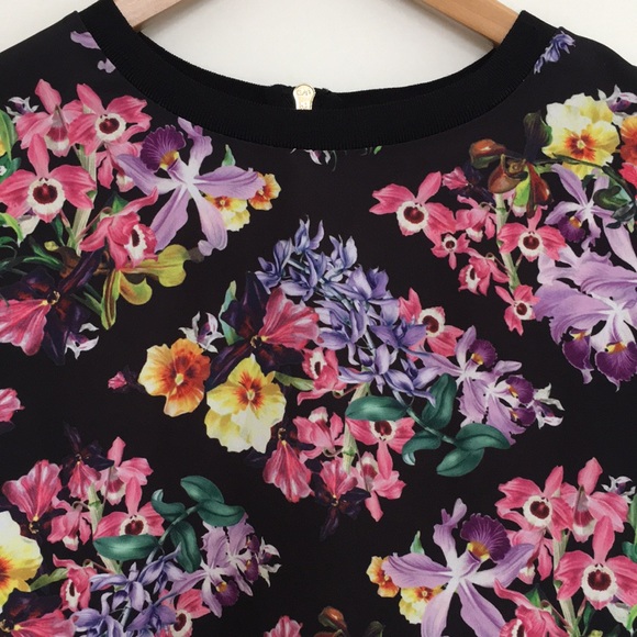 Ted Baker floral print blouse long sleeve with ribbed cuff size 1 (approx 4 US) - Picture 2 of 15